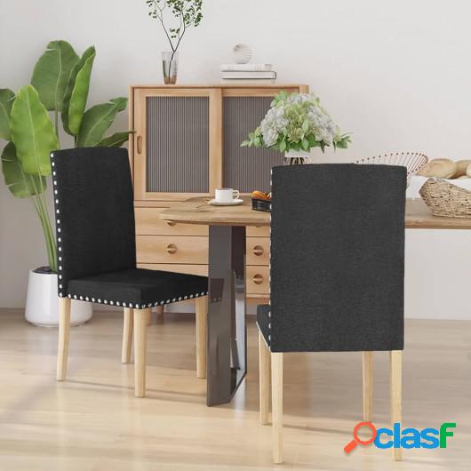 Sillas de comedor de tela negras 2 unidades