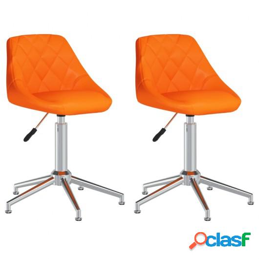 Sillas de comedor giratorias 2 uds cuero sintético naranja
