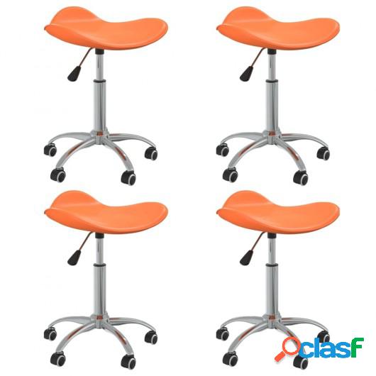 Sillas de comedor giratorias 4 uds cuero sintético naranja