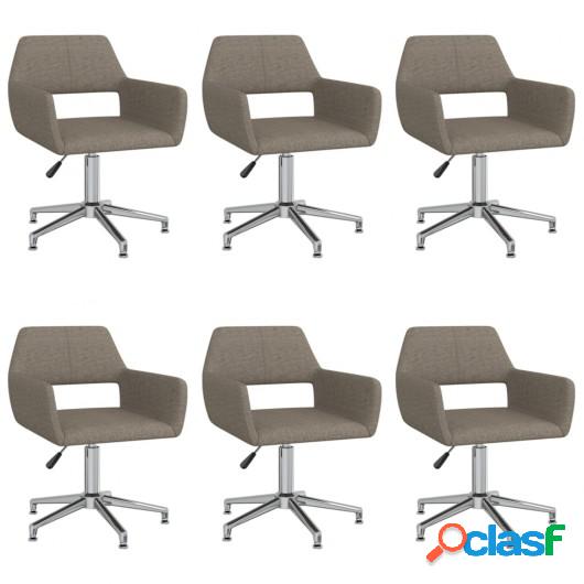 Sillas de comedor giratorias 6 unidades tela color gris