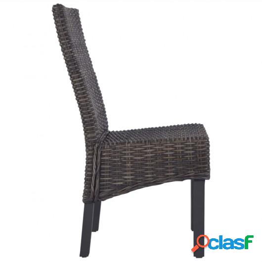 Sillas de comedor ratán Kubu y madera mango marrón 4