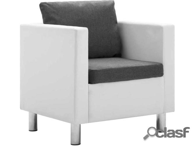 Sillón VIDAXL cuero artificial blanco y gris claro