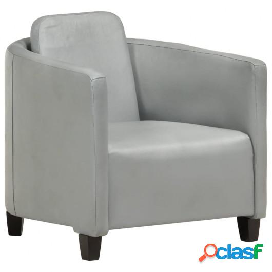 Sillón de cuero auténtico gris