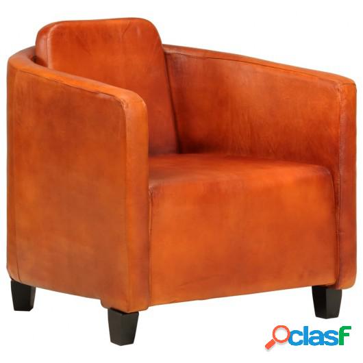 Sillón de cuero auténtico marrón canela