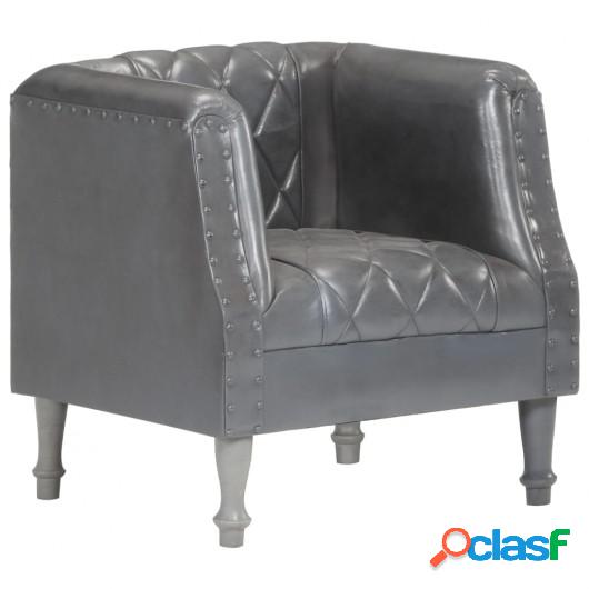 Sillón diseño de cubo cuero de cabra auténtico gris