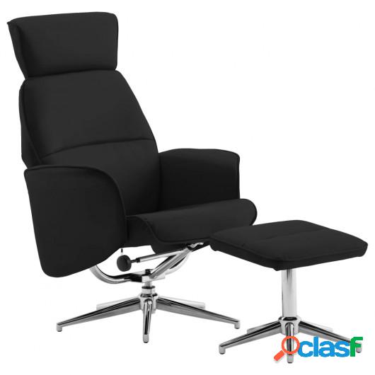 Sillón reclinable con reposapiés cuero sintético negro