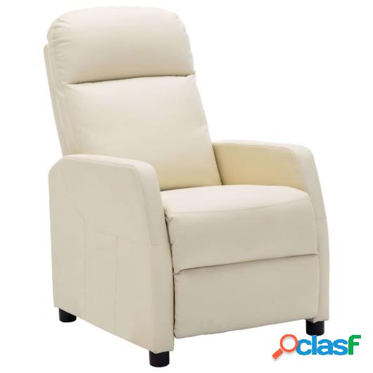 Sillón reclinable de cuero sintético blanco crema