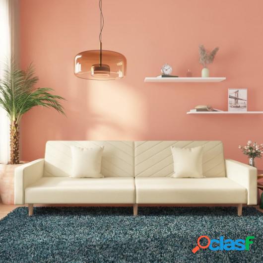 Sofá cama de 2 plazas con dos almohadas tela crema