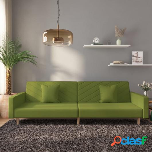 Sofá cama de 2 plazas con dos almohadas terciopelo verde