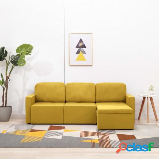 Sofá cama modular de 3 plazas tela amarillo