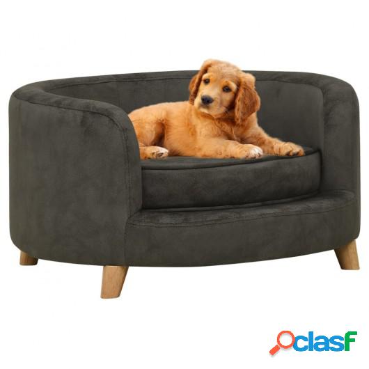 Sofá para perros felpa gris oscuro 69x69x36 cm