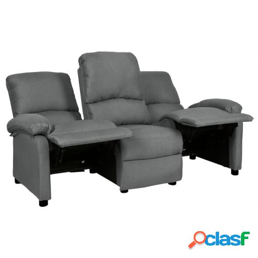 Sofá reclinable de 3 plazas de tela gris claro