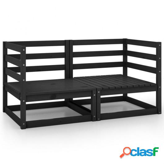 Sofás de esquina de jardín 2 uds negro madera maciza de