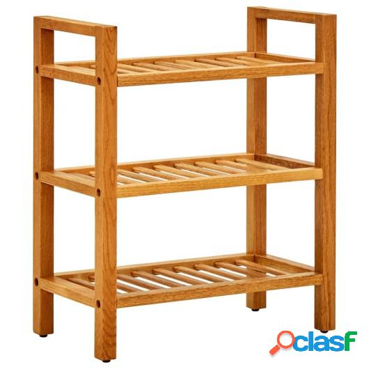 Zapatero con 3 estantes madera maciza de roble 50x27x60 cm