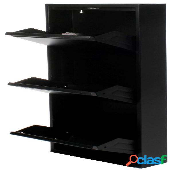 Zapatero de 3 puertas Duett en metal negro