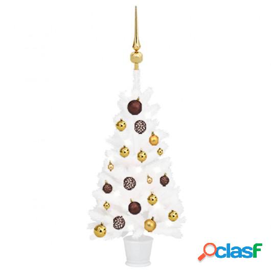 Árbol de Navidad artificial con LED y bolas blanco 65 cm