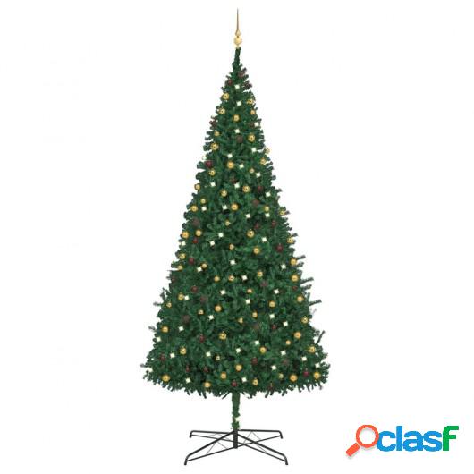 Árbol de Navidad artificial con LED y bolas verde 400 cm