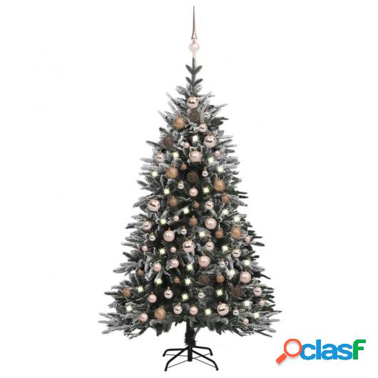 Árbol de Navidad con LED bolas y nieve flocada 150 cm PVC y