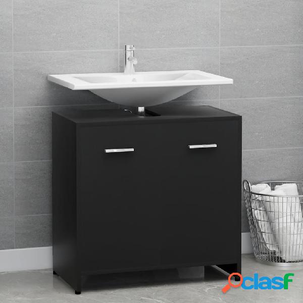 vidaXL Armario de cuarto de baño aglomerado negro 60x33x61