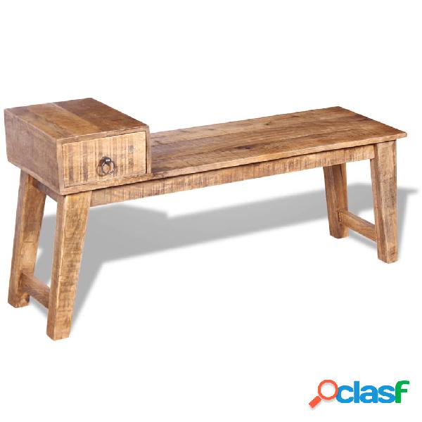 vidaXL Banco con cajón madera de mango maciza 120x36x60 cm