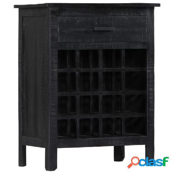 vidaXL Botellero de madera de mango maciza negro 56x35x75 cm