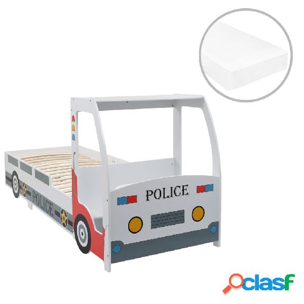 vidaXL Cama infantil coche de policía colchón 7 zonas H3