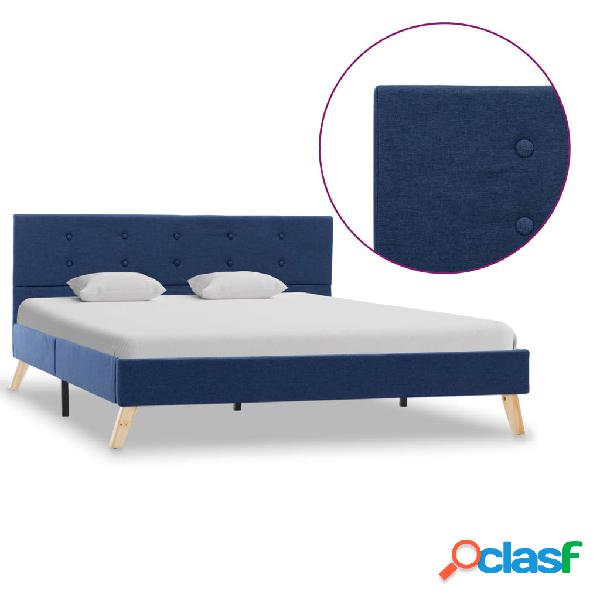 vidaXL Estructura de cama de tela azul 140x200 cm