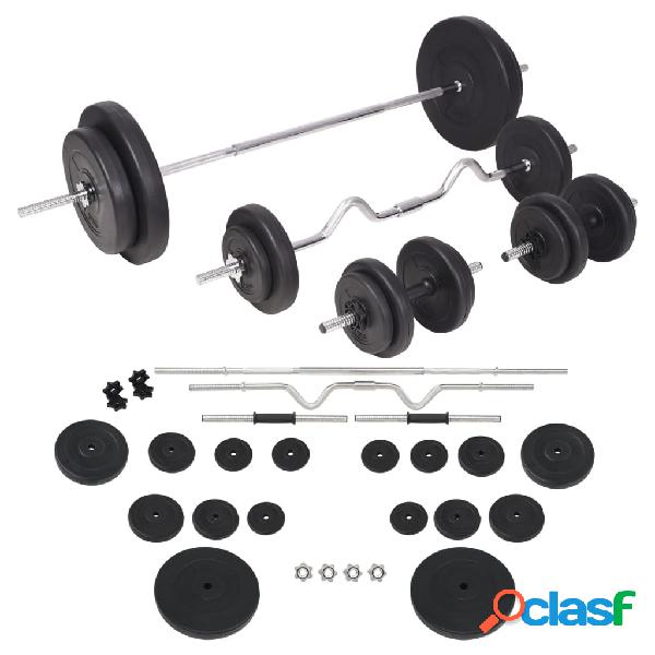 vidaXL Juego de pesas 90 kg barras y mancuernas
