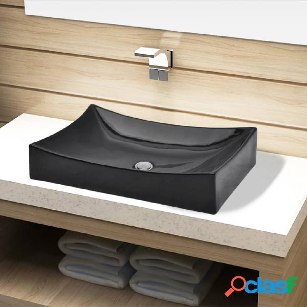 vidaXL Lavabo de cerámica rectangular color negro