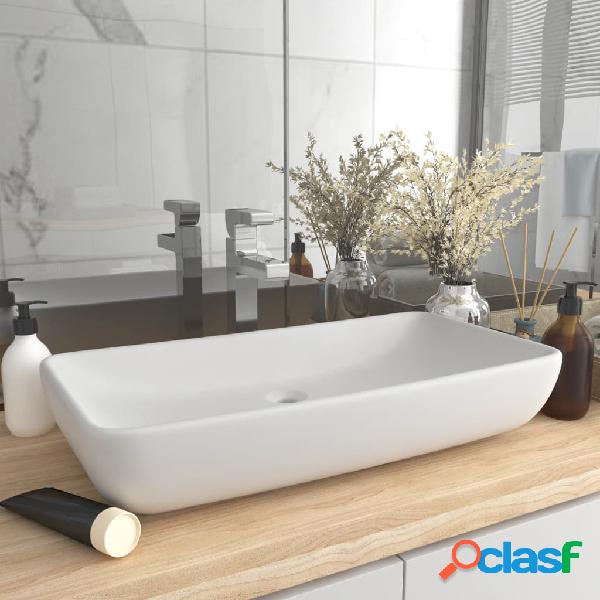 vidaXL Lavabo de lujo de cerámica rectangular blanco mate