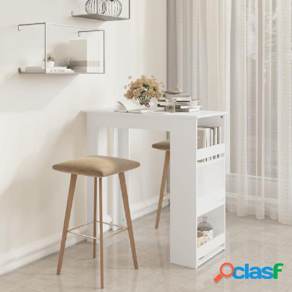 vidaXL Mesa alta cocina con estante aglomerado blanco