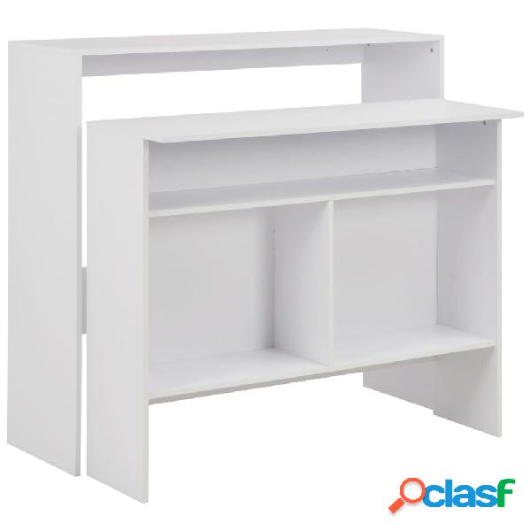 vidaXL Mesa de bar con 2 tableros blanca 130x40x120 cm