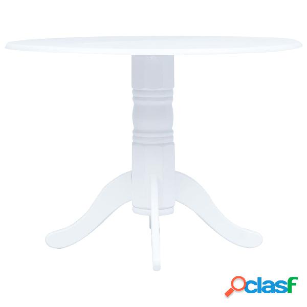 vidaXL Mesa de comedor de madera maciza de caucho blanco 106