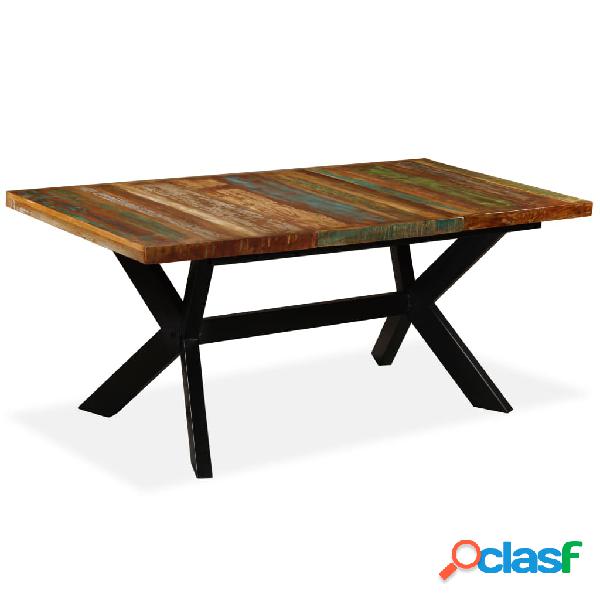 vidaXL Mesa de comedor madera maciza reciclada y cruz de