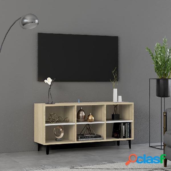 vidaXL Mueble de TV con patas metal blanco roble sonoma