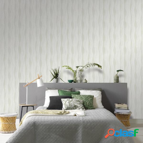 vidaXL Rollos de papel pintado no tejido 4 uds ondas blanco