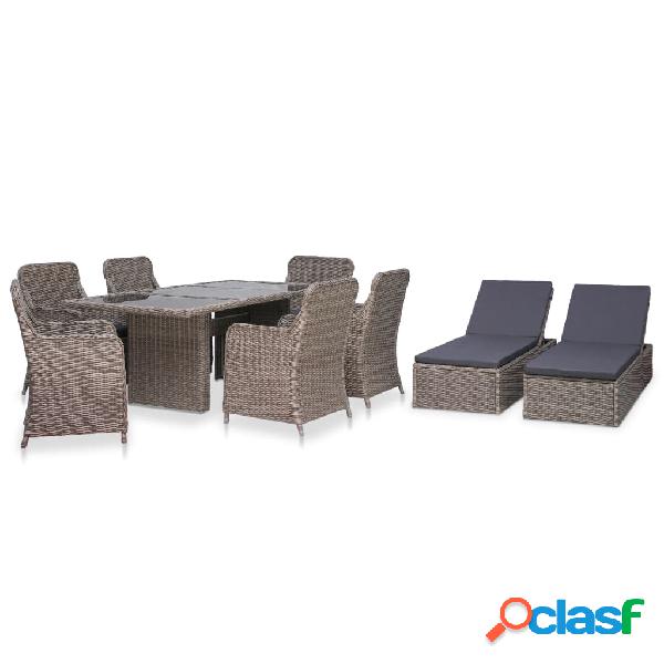 vidaXL Set de comedor de jardín 9 piezas ratán sintético