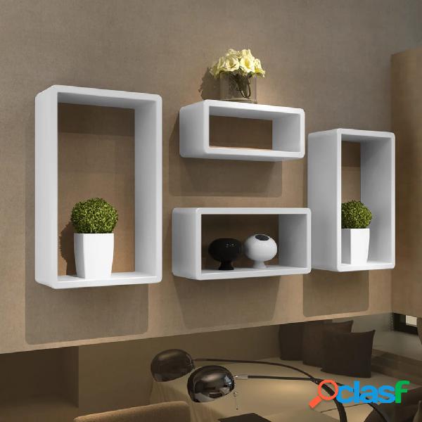 vidaXL Set de estante de 4 en forma de cubo blanco