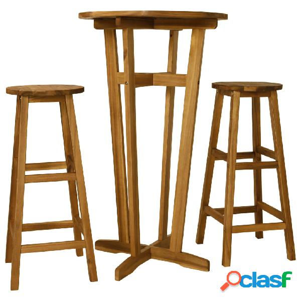 vidaXL Set de mesa y sillas de bar 3 piezas madera maciza de