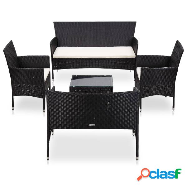 vidaXL Set muebles de jardín y cojines 5 piezas ratán