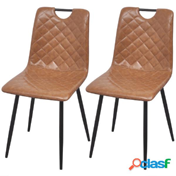 vidaXL Sillas de comedor 2 unidades cuero artificial marrón