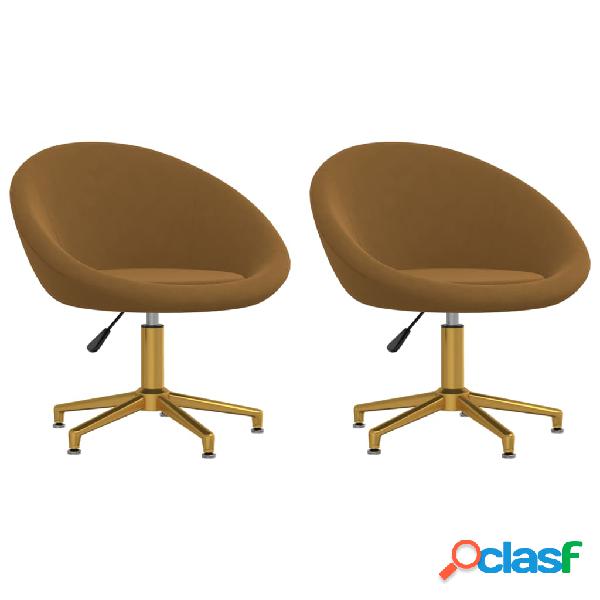 vidaXL Sillas de comedor 2 unidades terciopelo marrón