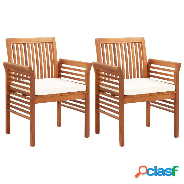 vidaXL Sillas de comedor jardín 2 uds con cojines madera