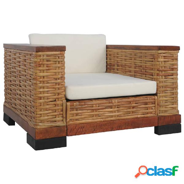 vidaXL Sillón con cojines de ratán natural marrón