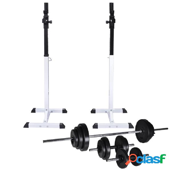 vidaXL Soporte de pesas con pesas y mancuernas 30,5 kg