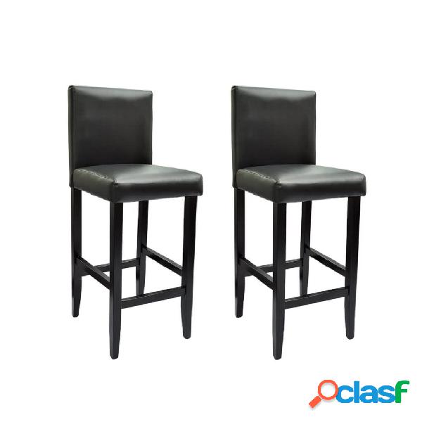 vidaXL Taburetes de cocina 2 unidades cuero sintético negro