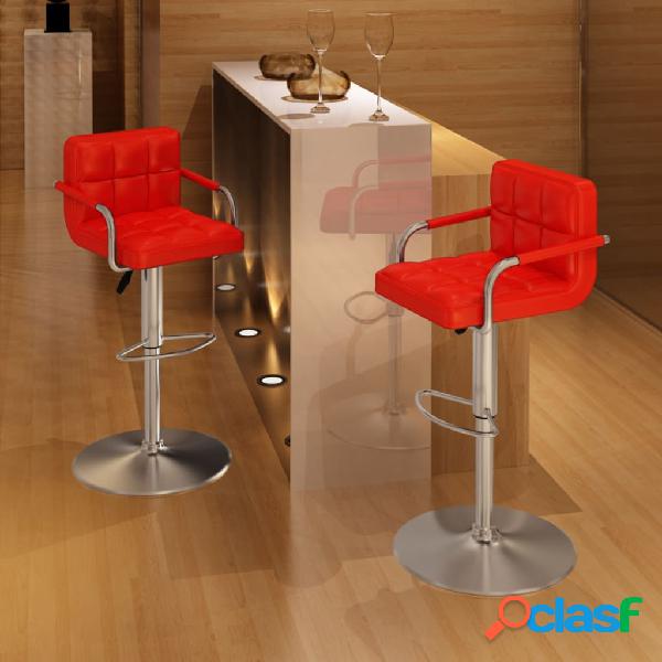 vidaXL Taburetes de cocina 2 unidades cuero sintético rojo