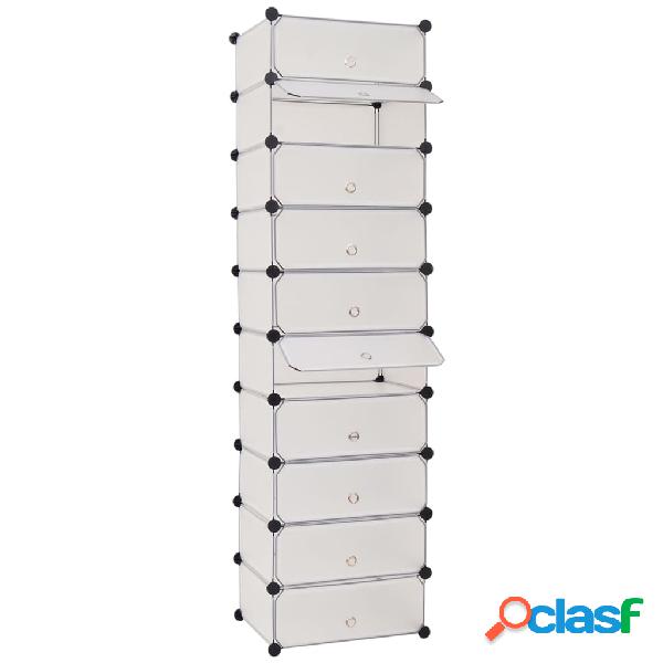 vidaXL Zapatero apilable con 10 compartimentos blanco