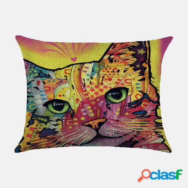 1 PC Colorful Animal Patrón Funda de cojín de lino Sofá