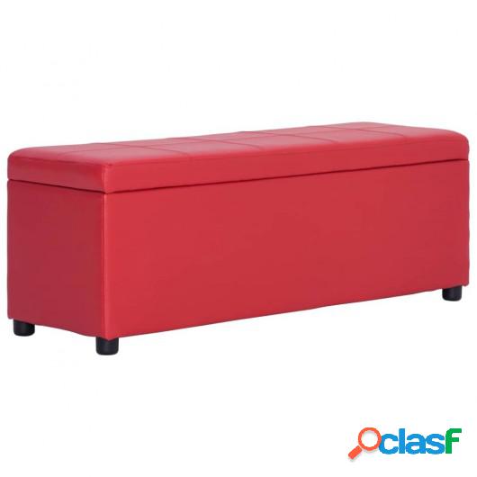 Banco con espacio de almacenaje 116 cm cuero sintético rojo